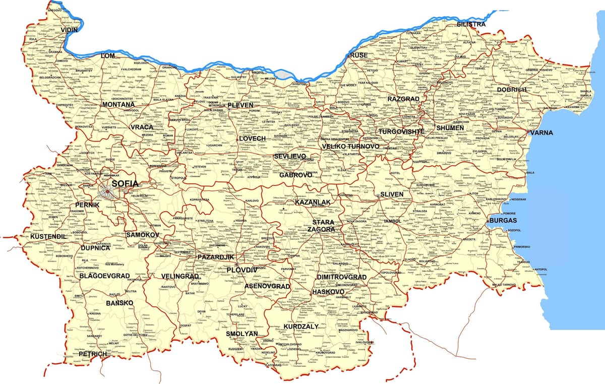 Bulgarija šalies žemėlapį