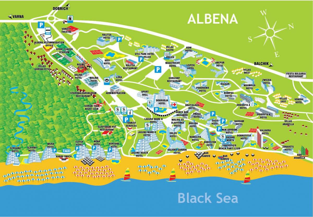 žemėlapis albena, Bulgarija