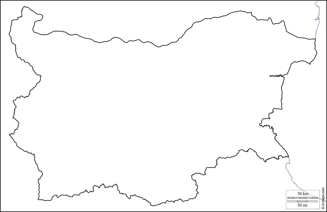 žemėlapis Bulgarija žemėlapio kontūras
