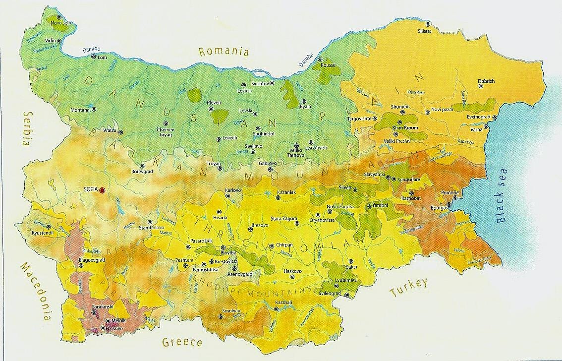 žemėlapis Bulgarija klimato