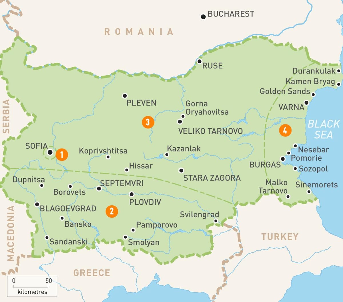 Bulgarijos regionų žemėlapis