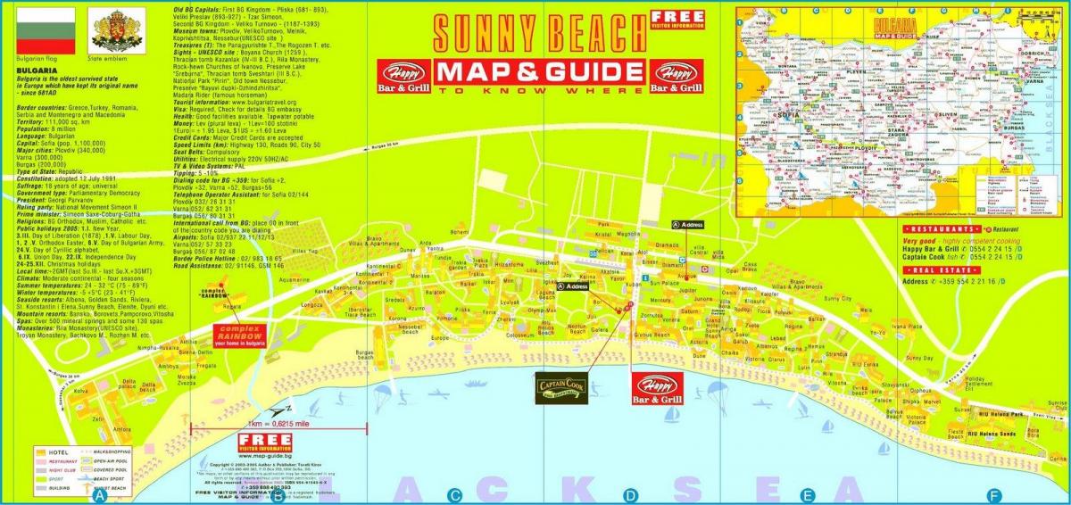 turizmo žemėlapis sunny beach, Bulgarija