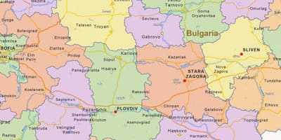 Žemėlapis Bulgarijos politinė