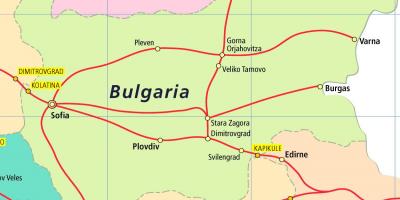 Bulgarija traukinių žemėlapis