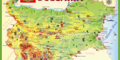 Bulgarija lankytinos vietos žemėlapyje