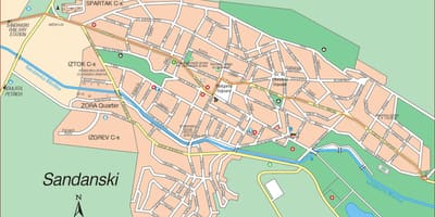 Žemėlapis Bulgarijoje, sandanski